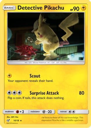 Detective Pikachu 010 - Holofoil Detective Pikachu - Rare