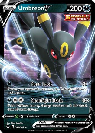 rare umbreon cards Umbreon V 094 - Holofoil SWSH07 Evolving Skies