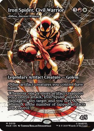 Iron Spider, Civil Warrior - Alibou, Ancient Witness (Borderless) (MAR-039) - Marvel Eternal-Legal Foil