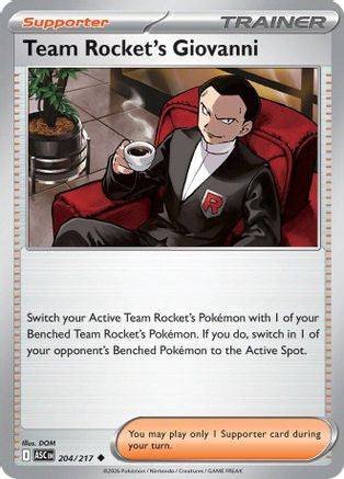 Team Rocket's Giovanni 204/217 - Reverse Holofoil ME Ascended Heroes - Uncommon