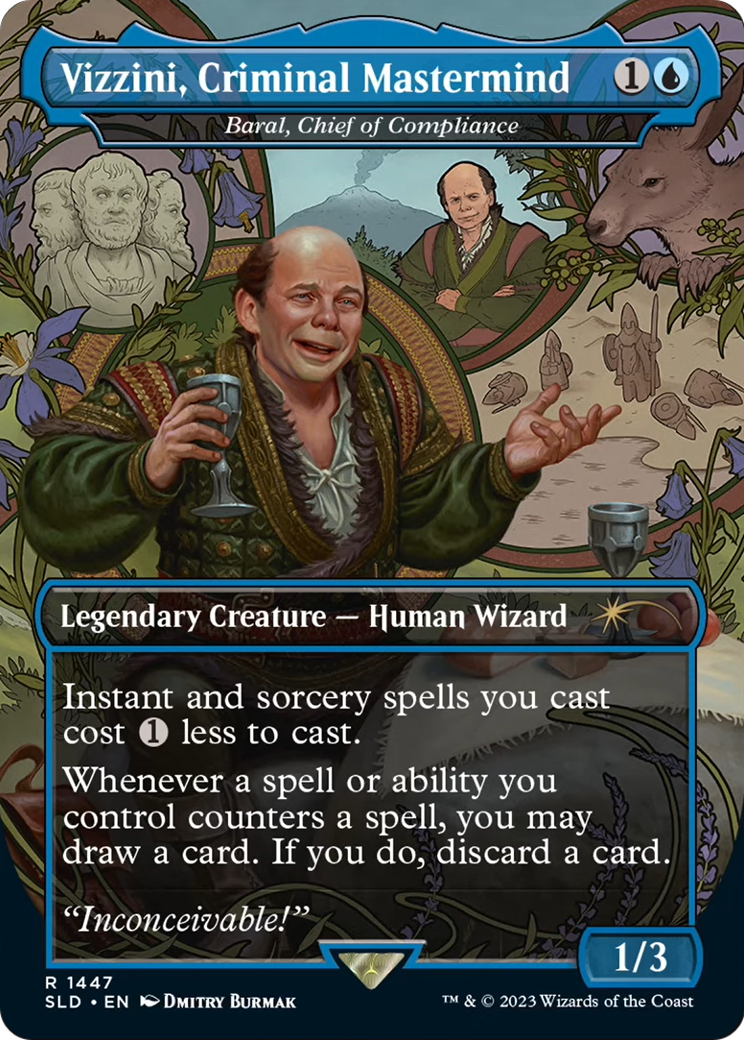 Vizzini, Criminal Mastermind - Baral, Chief of Compliance (SLD-1447) - Secret Lair Drop / Vizzini, Criminal Mastermind (Borderless)