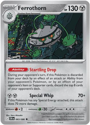 Ferrothorn 063/086 - Reverse Holofoil ME04 Chaos Rising - Uncommon