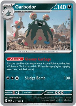 Garbodor 057/086 - Reverse Holofoil ME04 Chaos Rising - Uncommon