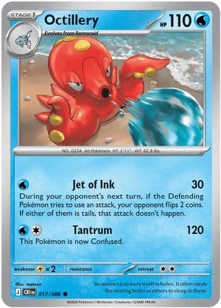 Octillery 017/086 - Reverse Holofoil ME04 Chaos Rising - Common