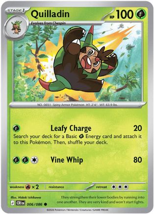 Quilladin 006/086 - Reverse Holofoil ME04 Chaos Rising - Common