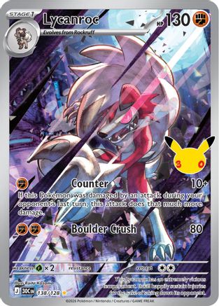 Lycanroc 138/128/128 - Holofoil ME 30th Celebration - Illustration Rare