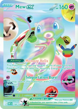Mew ex 158/128 - Holofoil ME 30th Celebration - Futuristic Rare
