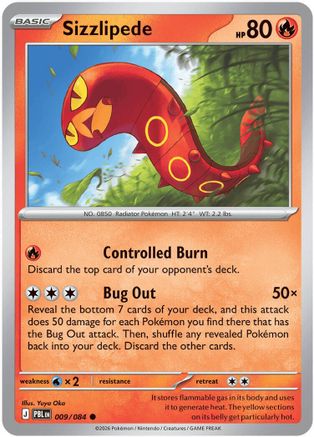 Sizzlipede 009/084 - Reverse Holofoil ME05 Pitch Black - Common