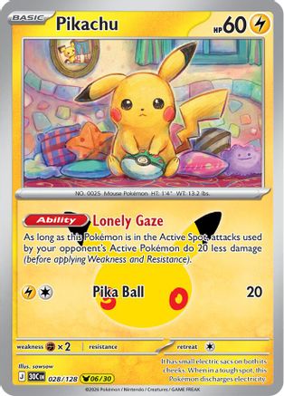 Pikachu 028/128/128 - Holofoil ME 30th Celebration - Pikachu Rare