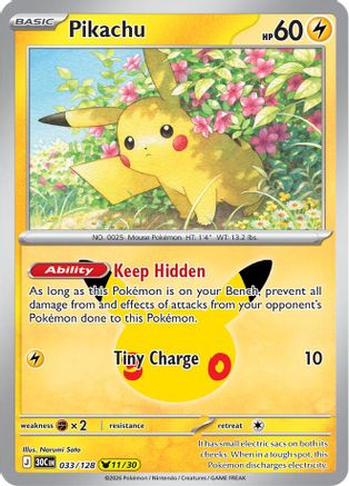 Pikachu 033/128/128 - Holofoil ME 30th Celebration - Pikachu Rare