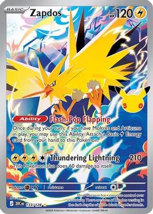 Zapdos 133/128/128 - Holofoil ME 30th Celebration - Illustration Rare