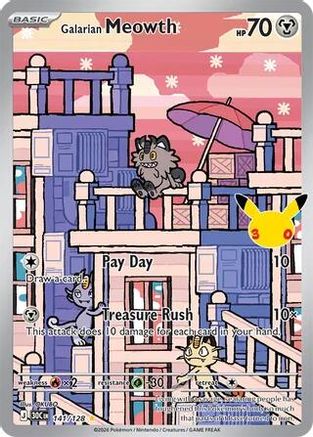Galarian Meowth 141/128/128 - Holofoil ME 30th Celebration - Illustration Rare