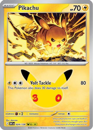 Pikachu 024/128/128 - Holofoil ME 30th Celebration - Pikachu Rare