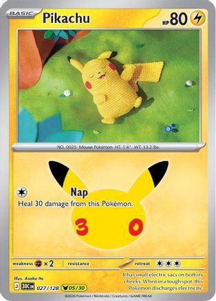 Pikachu 027/128/128 - Holofoil ME 30th Celebration - Pikachu Rare