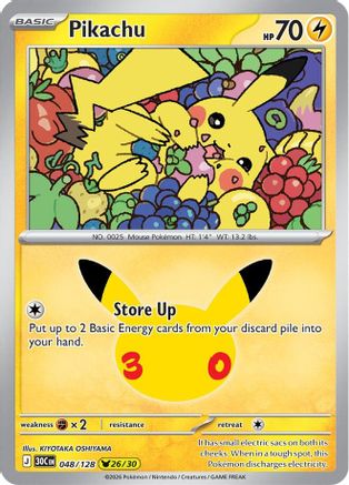 Pikachu 048/128/128 - Holofoil ME 30th Celebration - Pikachu Rare