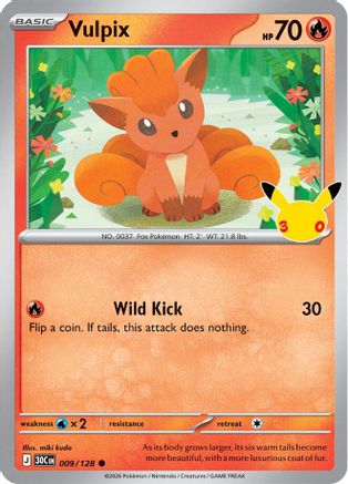 Vulpix 009/128/128 - Holofoil ME 30th Celebration - Common