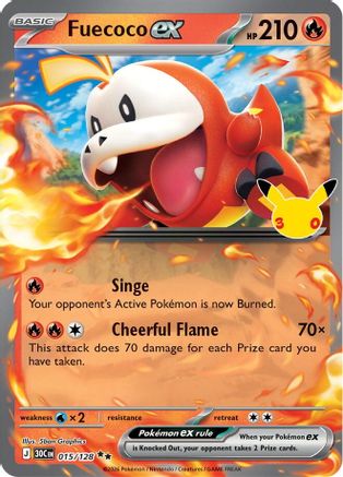 Fuecoco ex 015/128/128 - Holofoil ME 30th Celebration - Double Rare