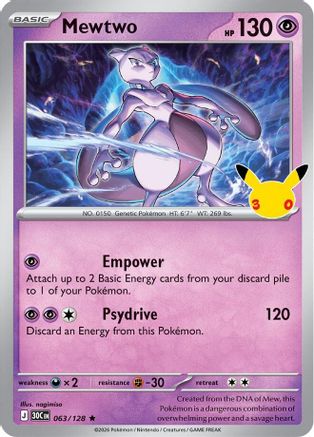 Mewtwo 063/128/128 - Holofoil ME 30th Celebration - Rare