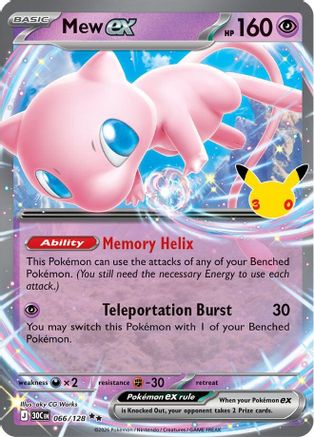 Mew ex 066/128/128 - Holofoil ME 30th Celebration - Double Rare