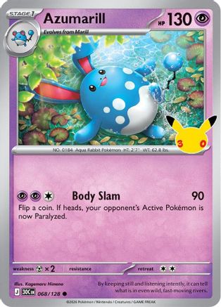 Azumarill 068/128 - Holofoil ME 30th Celebration - Common
