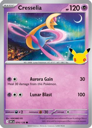 Cresselia 074/128 - Holofoil ME 30th Celebration - Common