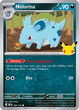 Nidorina 088/128 - Holofoil ME 30th Celebration - Common