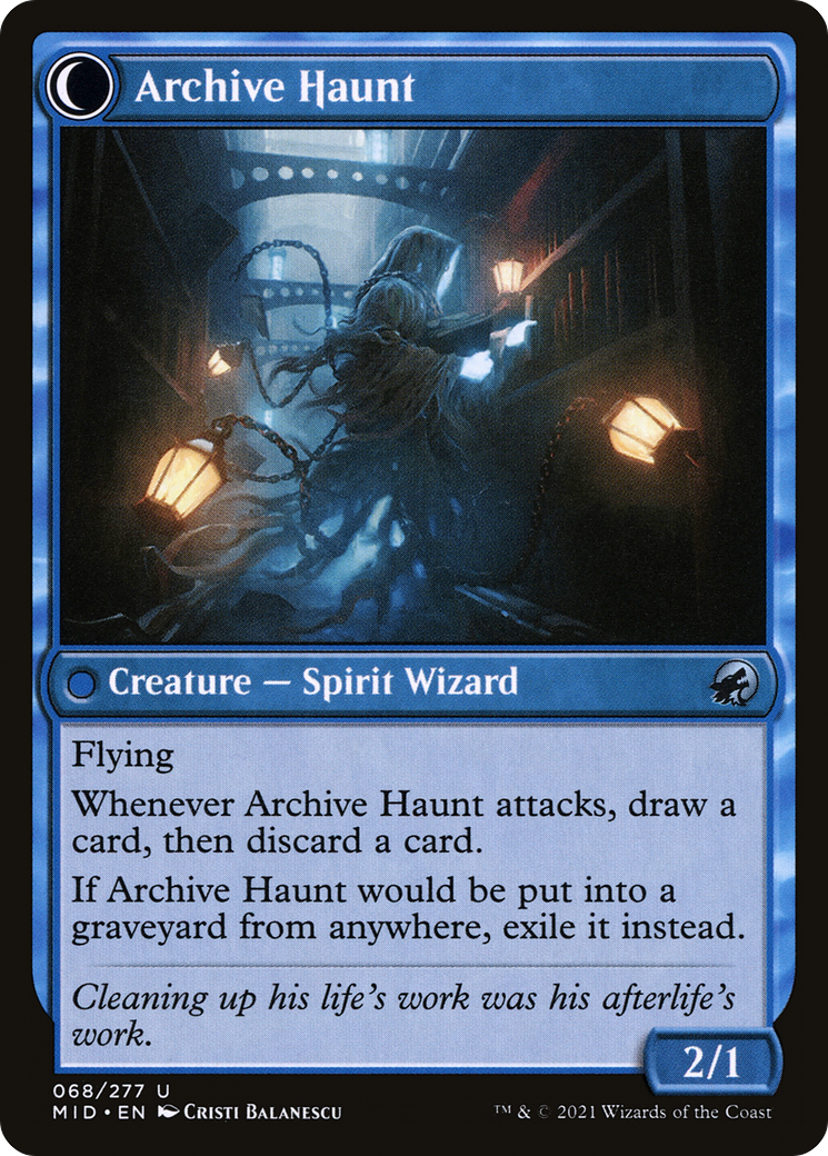 Overwhelmed Archivist (MID-068) - Innistrad: Midnight Hunt: (Double Faced Transform) Foil