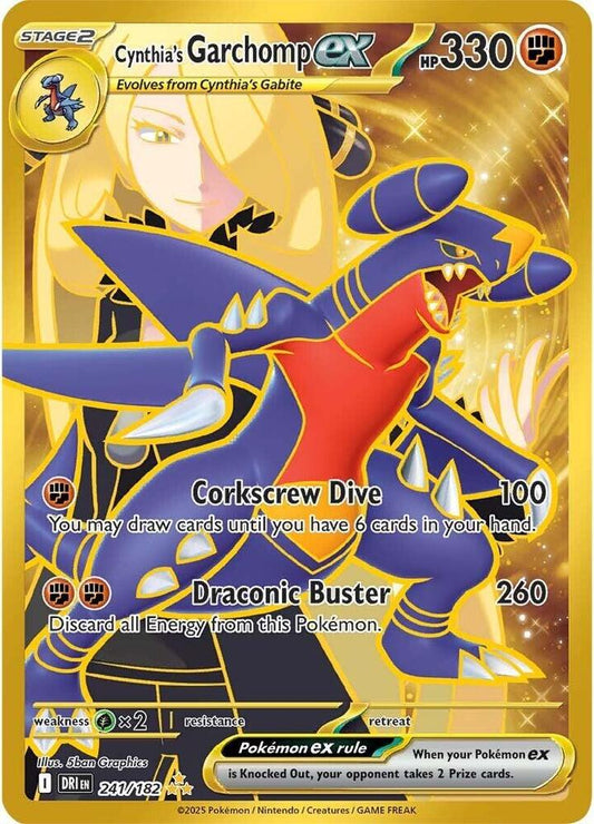 GOLD Cynthia's Garchomp ex - 241/182 - SV10: Destined Rivals (DRI)