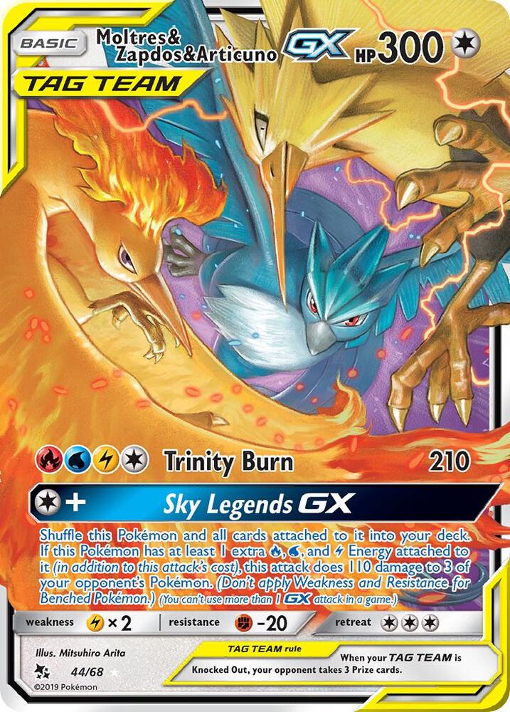 Moltres & Zapdos & Articuno GX (Full Art) - Hidden Fates (HIF)