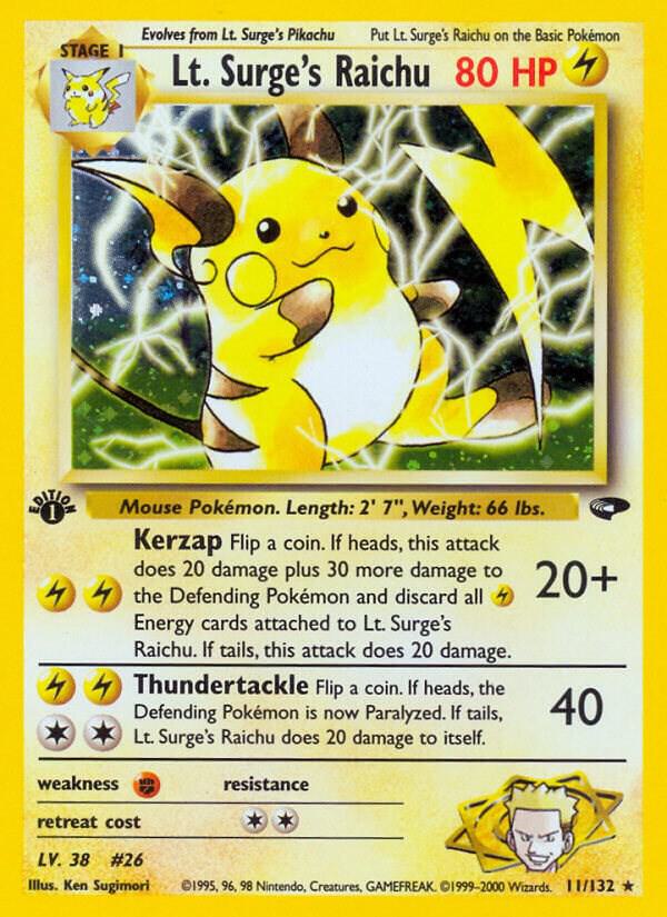Lt. Surge's Raichu - Gym Challenge (G2) 1st Edition Holo