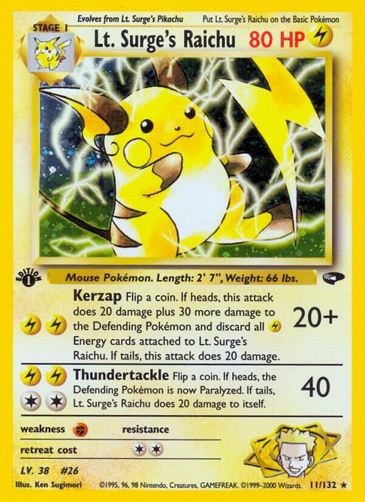 Lt. Surge's Raichu - Gym Challenge (G2) 1st Edition Holo