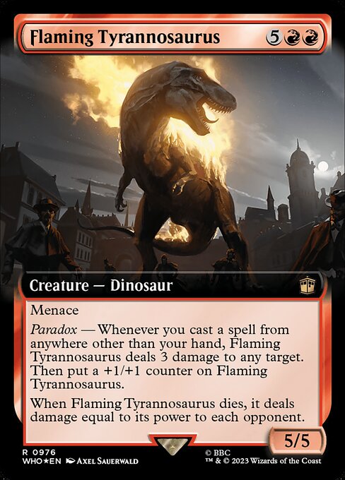 Flaming Tyrannosaurus (Extended Art) (Surge Foil)