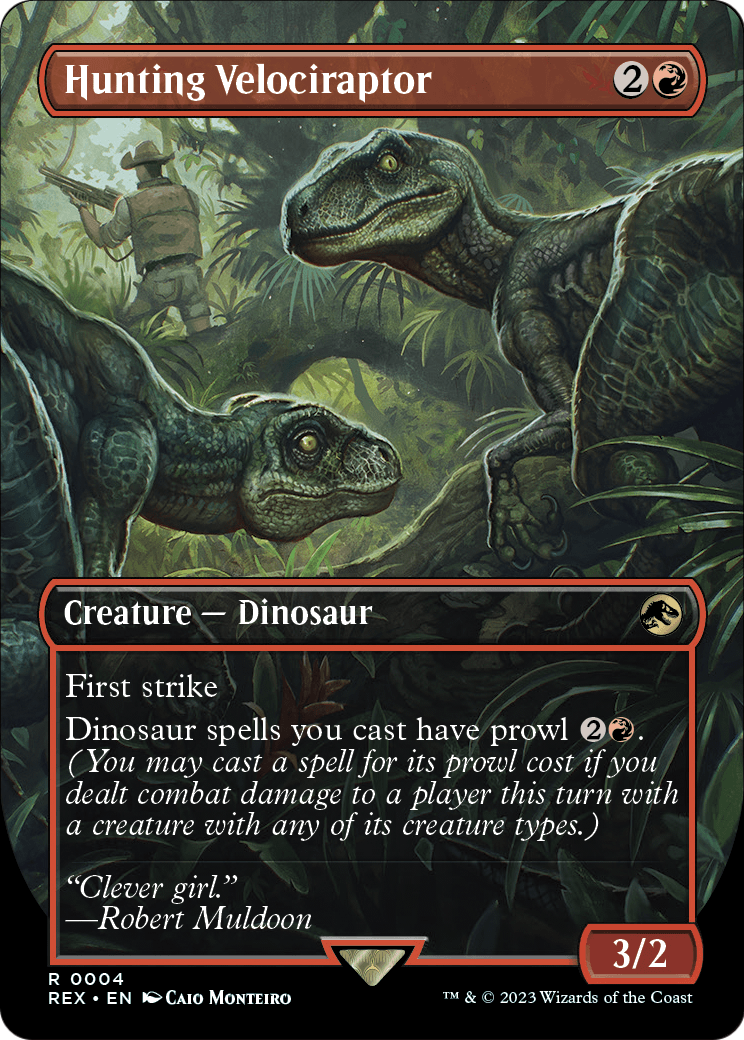 Hunting Velociraptor (Borderless) (REX-004) - Jurassic World Collection Foil