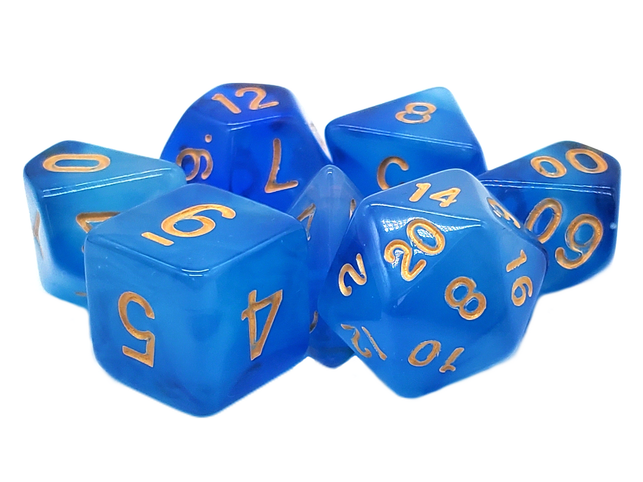 Old School 7 Piece DnD RPG Dice Set: Odyssey - Blue
