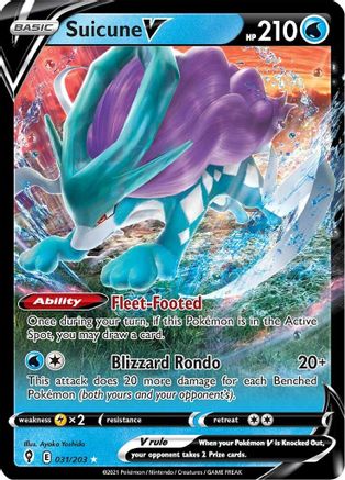 Suicune V 031/203  - Holofoil SWSH07 Evolving Skies - Ultra Rare