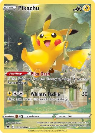 Pikachu GG30/GG70  - Holofoil Crown Zenith Galarian Gallery - Ultra Rare