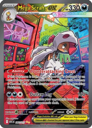 Mega Scrafty ex 285/217  - Holofoil ME Ascended Heroes - Special Illustration Rare