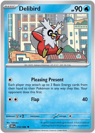 Delibird 018/086  - Reverse Holofoil ME04 Chaos Rising - Uncommon