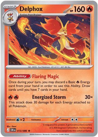 Delphox 013/086  - Reverse Holofoil ME04 Chaos Rising - Rare