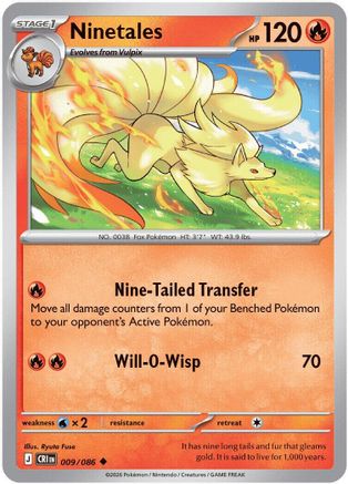 Ninetales 009/086  - Reverse Holofoil ME04 Chaos Rising - Uncommon