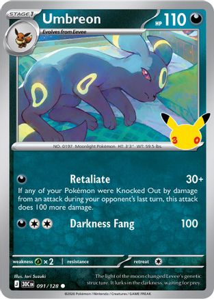 Umbreon 091/128/128  - Holofoil ME 30th Celebration - Common