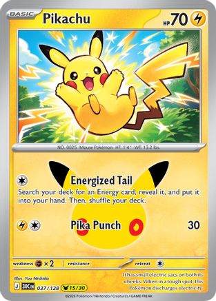 Pikachu 037/128/128  - Holofoil ME 30th Celebration - Pikachu Rare