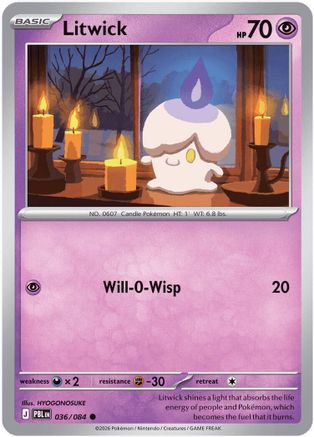 Litwick 036/084  - Reverse Holofoil ME05 Pitch Black - Common