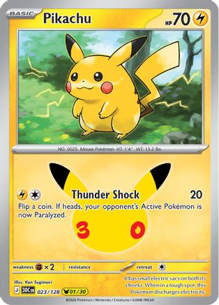Pikachu 023/128/128  - Holofoil ME 30th Celebration - Pikachu Rare