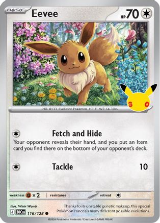 Eevee 116/128/128  - Holofoil ME 30th Celebration - Common