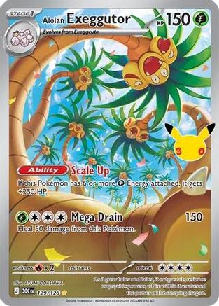 Alolan Exeggutor 129/128/128  - Holofoil ME 30th Celebration - Illustration Rare