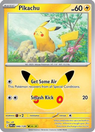Pikachu 046/128/128  - Holofoil ME 30th Celebration - Pikachu Rare