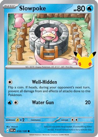 Slowpoke 016/128/128  - Holofoil ME 30th Celebration - Common