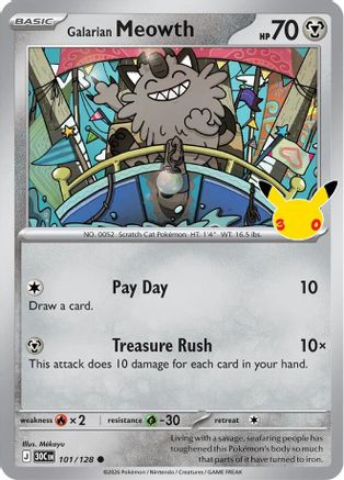 Galarian Meowth 101/128/128  - Holofoil ME 30th Celebration - Common