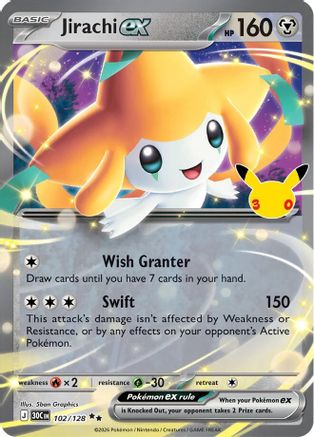 Jirachi ex 102/128/128  - Holofoil ME 30th Celebration - Double Rare